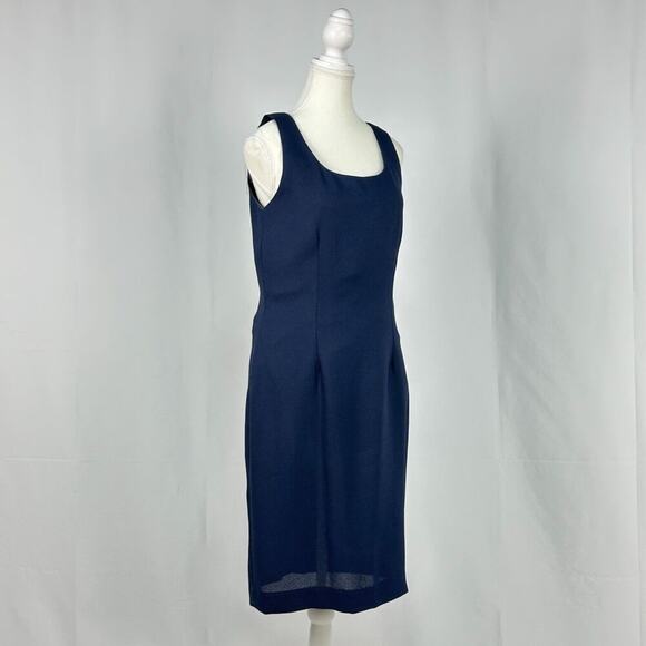 Anthony Sicari Navy Blue Sheath Dress Square Neck Midi Sleeveless New Size 8 - Picture 1 of 5